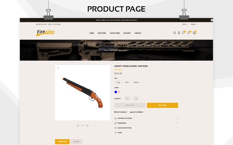 Fireaims Weapon Store and Shooting Club Shopify Theme #252353