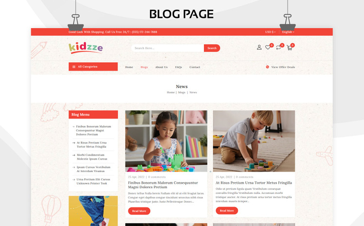 Kidzze Kids Clothing Toys Store Shopify Theme #243961
