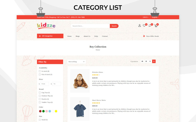 Kidzze Kids Clothing Toys Store Shopify Theme #243961