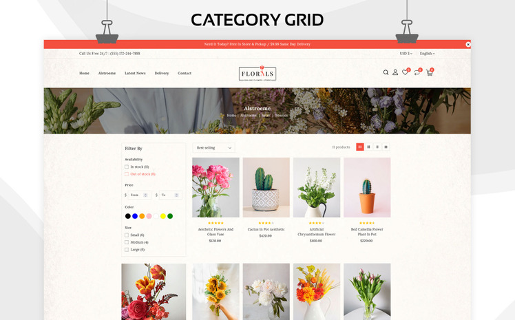 Florals Flower Shop and Florist Shopify Theme #248030