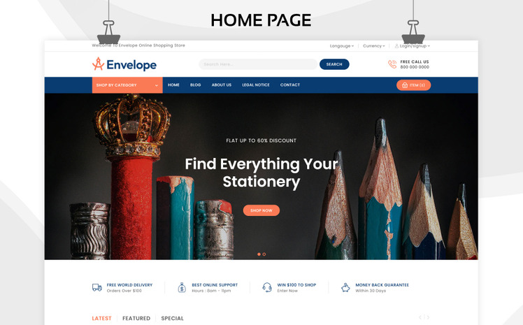 Envelope Stationery Stores Shopify Responsive Theme #252351
