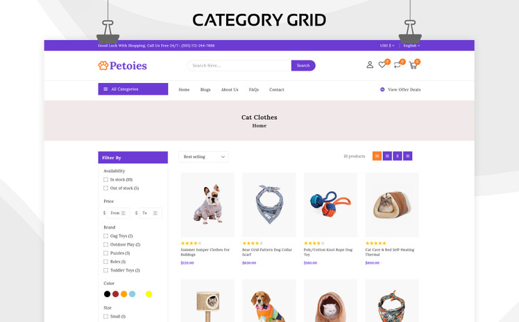 Petoies Pet Shop Pet Accessories Responsive Shopify Theme #264850