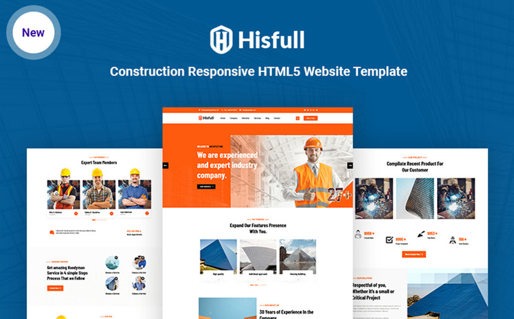 Hisfull - Construction Responsive HTML5 Website Template #177724