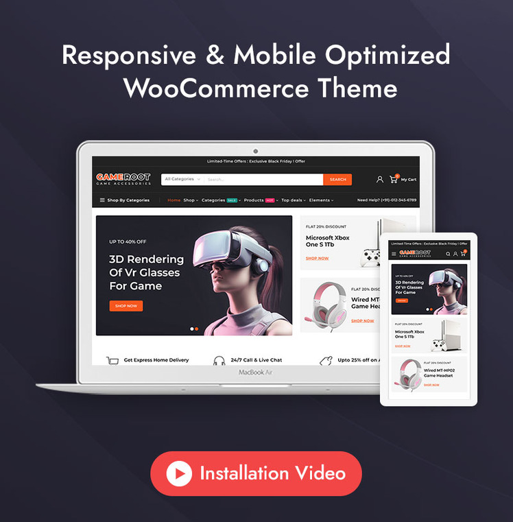 Gameroot Gaming Accessories Store Elementor WooCommerce Responsive Theme #404015-1