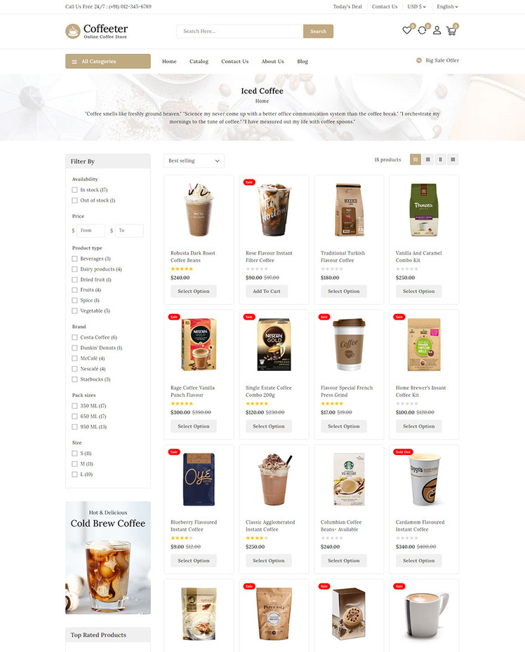 Coffeeter Coffee Cafe Store Shopify Responsive Theme #246139