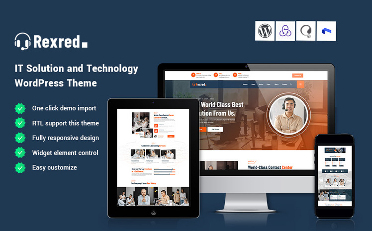 Rexred - IT Solution and Technology WordPress Theme #373353