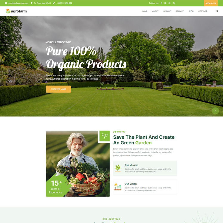 Agrofarm - Agriculture Farming & Gardening HTML Template #240616