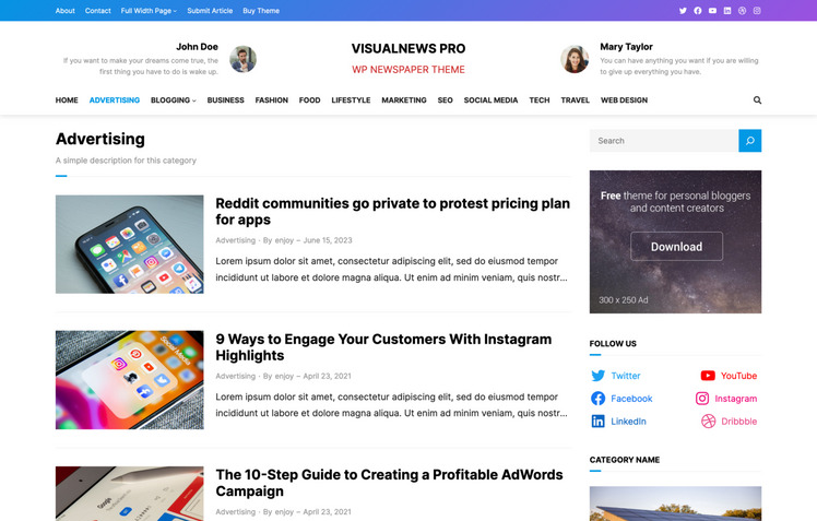VisualNews Pro - WordPress Magazine Theme #381270