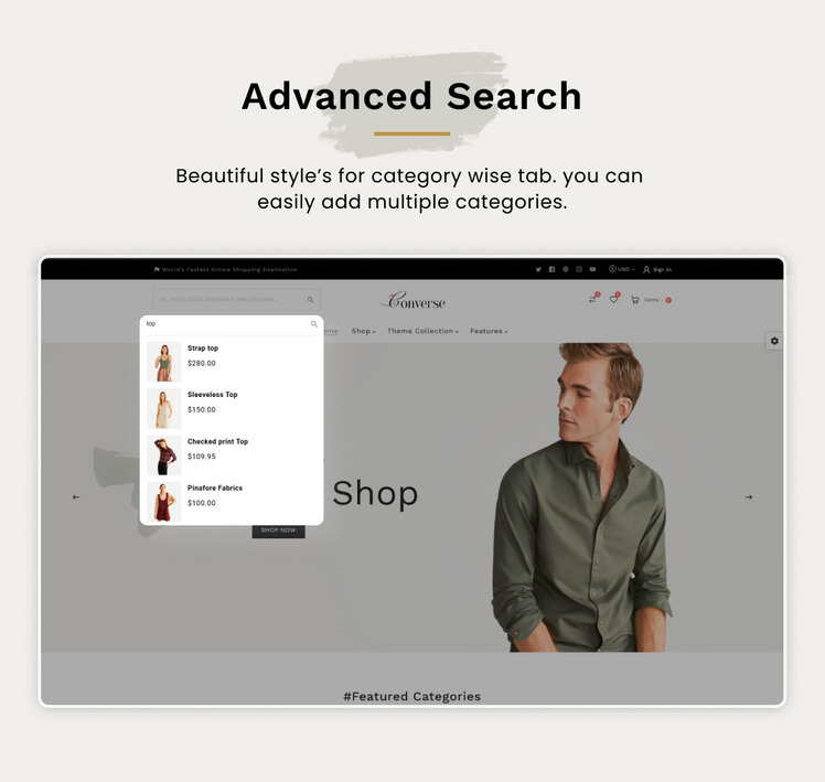Converse Mega Style Minimal Fashion Shopify Responsive Theme #279015-5