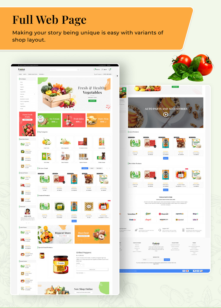 FreshG Mega Grocery Food Drink Coffee Shopify Premium Responsive Theme #284625-3