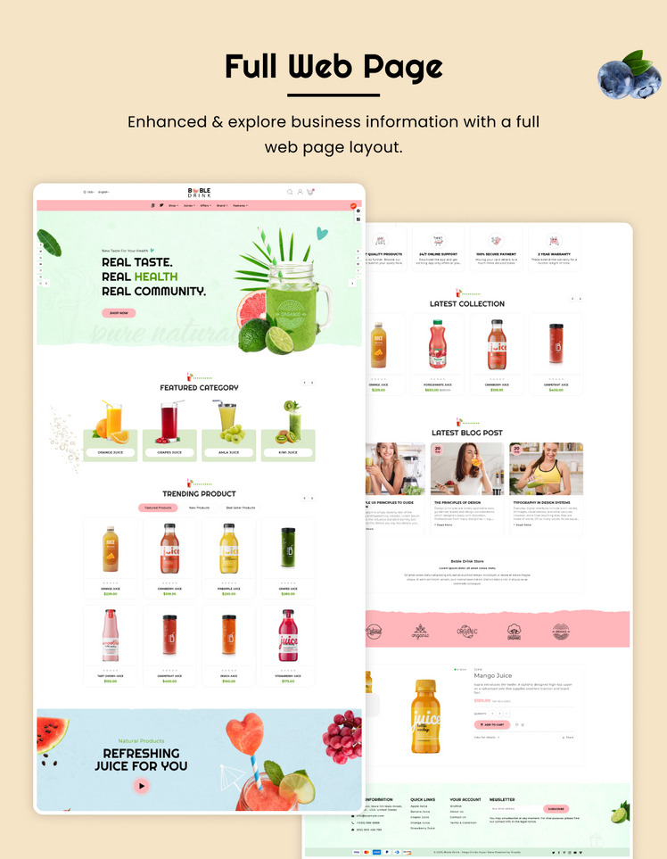 Boble Drink Organic Drink Juice Shopify Theme Energy Drinks Shopify OS Theme #280504-4