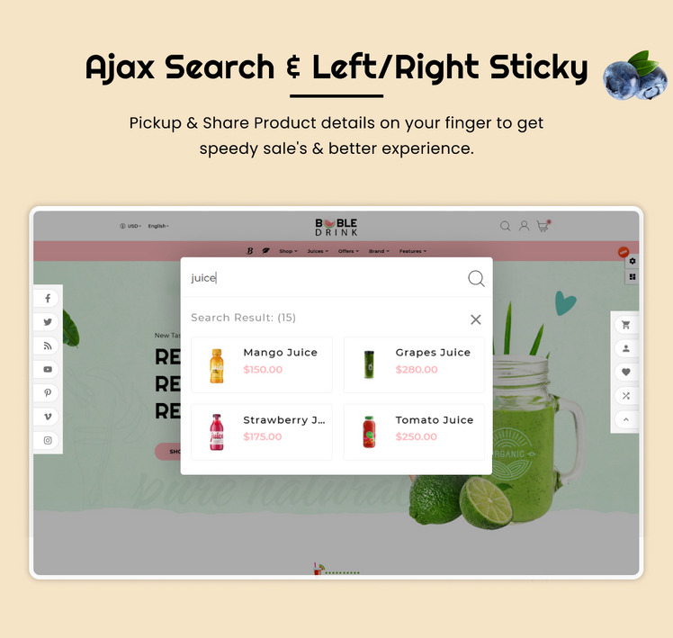 Boble Drink Organic Drink Juice Shopify Theme Energy Drinks Shopify OS Theme #280504-6
