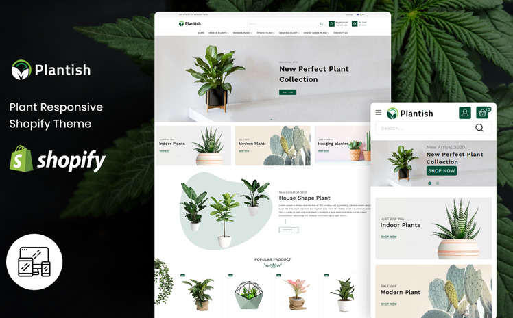 Plantish Gardening Houseplants Shopify Template #175840
