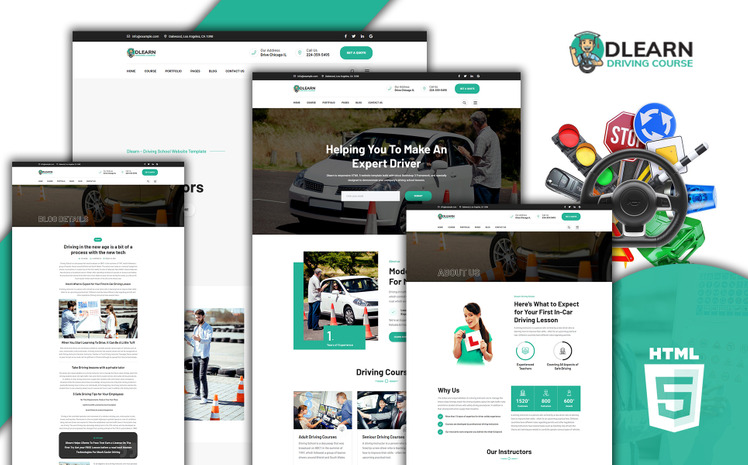 Dlearn Driving Traffic School HTML5 Website Template #220934