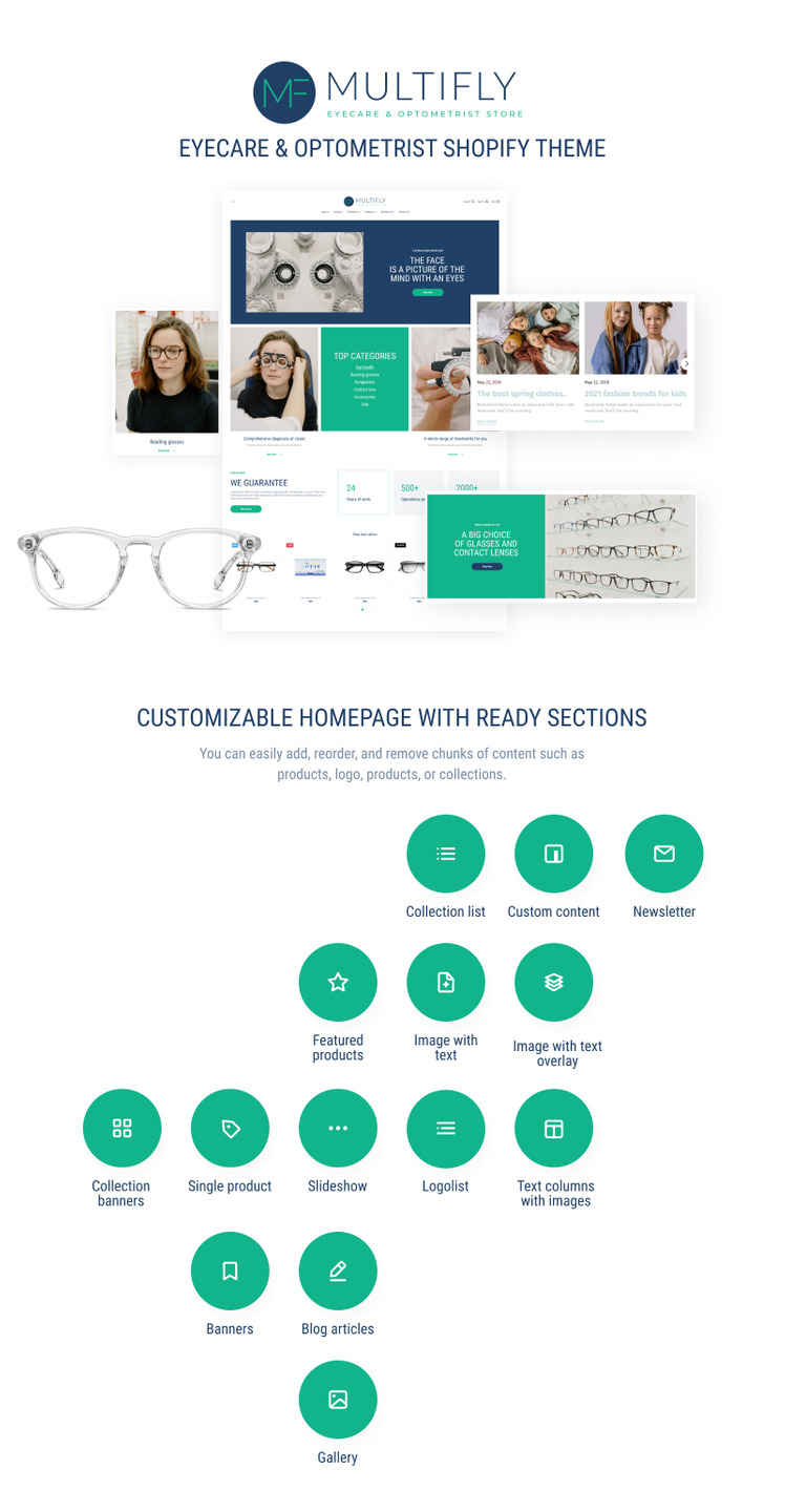 Multifly Eyecare Optometrist Shopify theme #189313-1