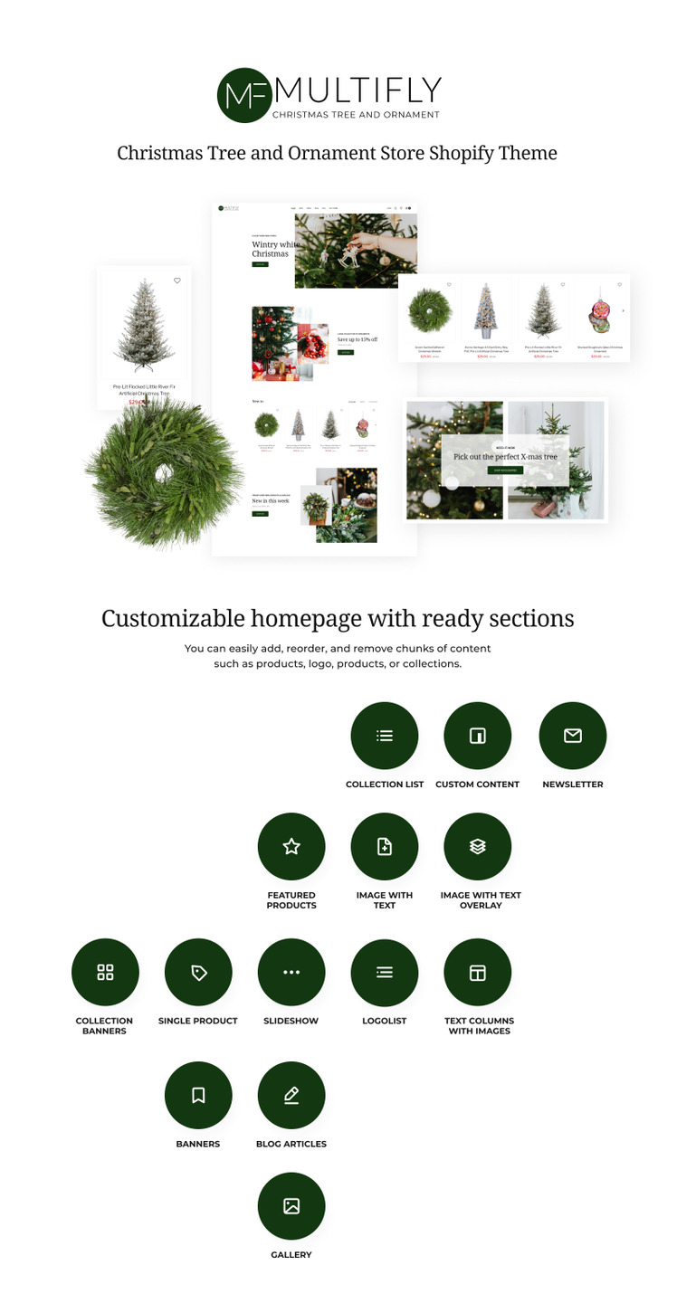 Multifly Christmas Tree and Ornament Store Shopify Theme #220190-1