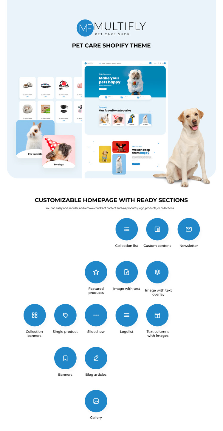 Multifly Pet Care Shop Template Shopify Theme #166824-1