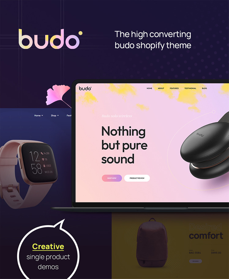 Budo Best Multipurpose Single Product Ecommerce Shopify Theme #297220