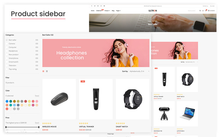 Ultron The Electronics Responsive Shopify Theme #310300
