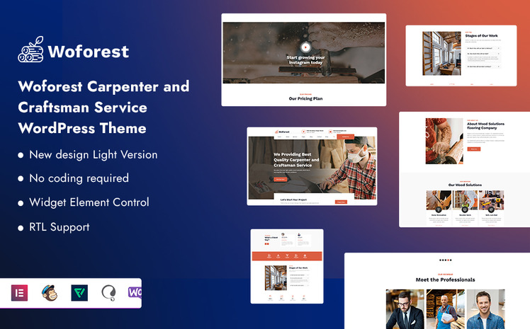 Woforest - Carpenter and Craftsman Service WordPress Theme #252758