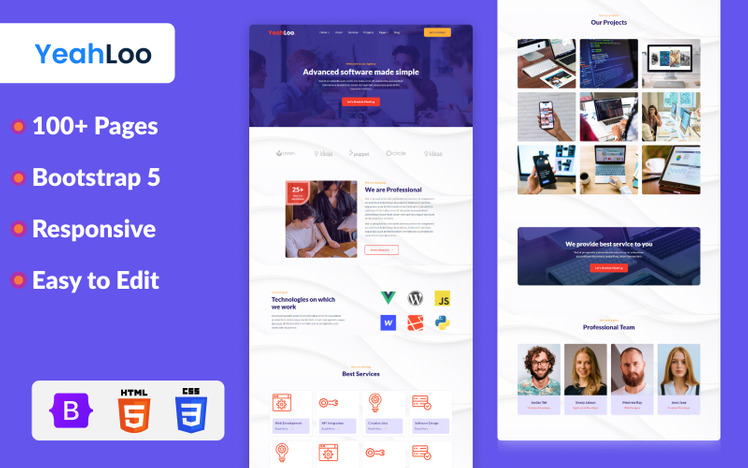 Yeahloo - Responsive Multipurpose Bootstrap HTML Template #299075