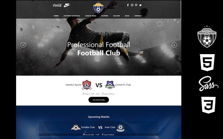 Football Club - Sport Clubs Html5 Css3 Theme Website Template #243250