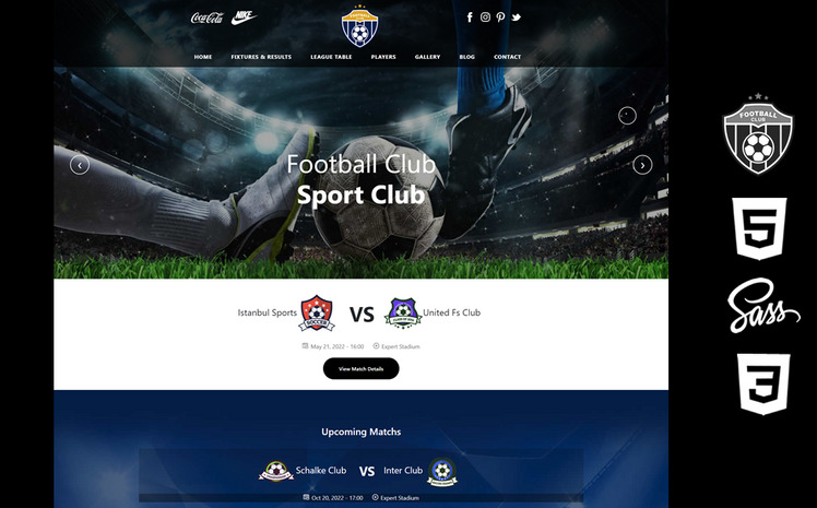 Football Club - Sport Clubs Html5 Css3 Theme Website Template #243250