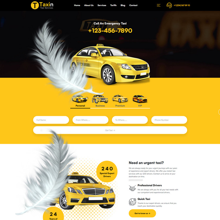Taxin Taxi Services WordPress Theme #368513-6