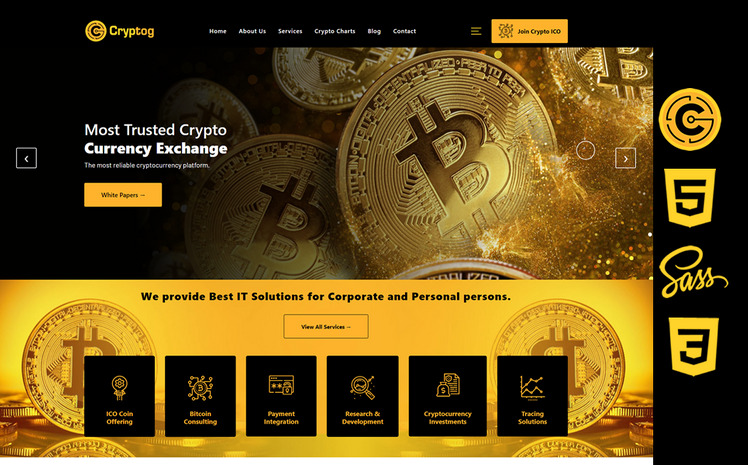 Cryptog - Bitcoin & Cryptocurrency Html5 Css3 Theme Website Template ...