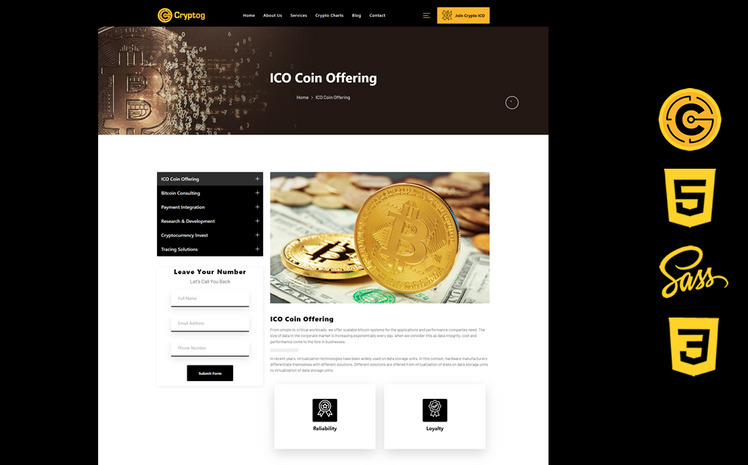 Cryptog - Bitcoin & Cryptocurrency Html5 Css3 Theme Website Template ...