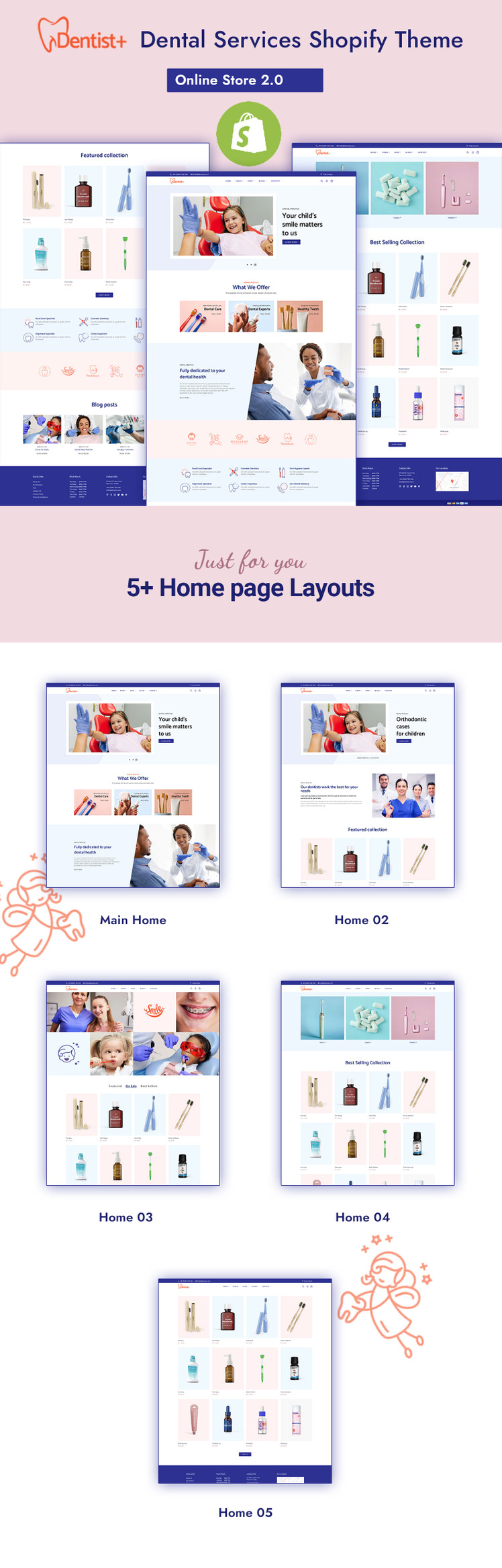 Dentist plus Dental Care Services Shopify Theme #234859-1
