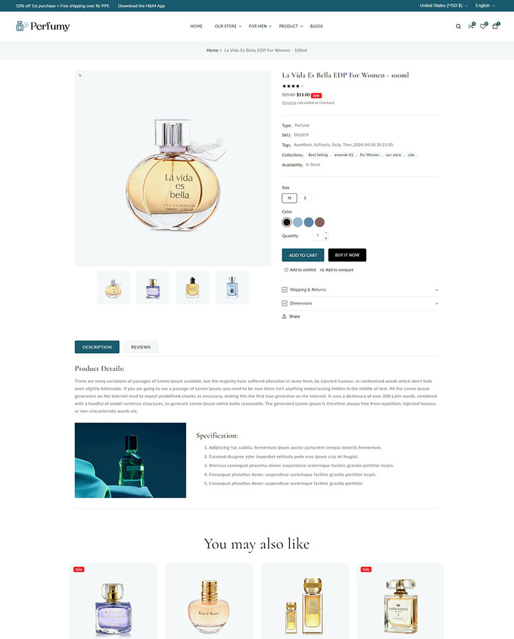 Perfumy Perfumes Deos and Fragrances Shopify Responsive Theme #318101