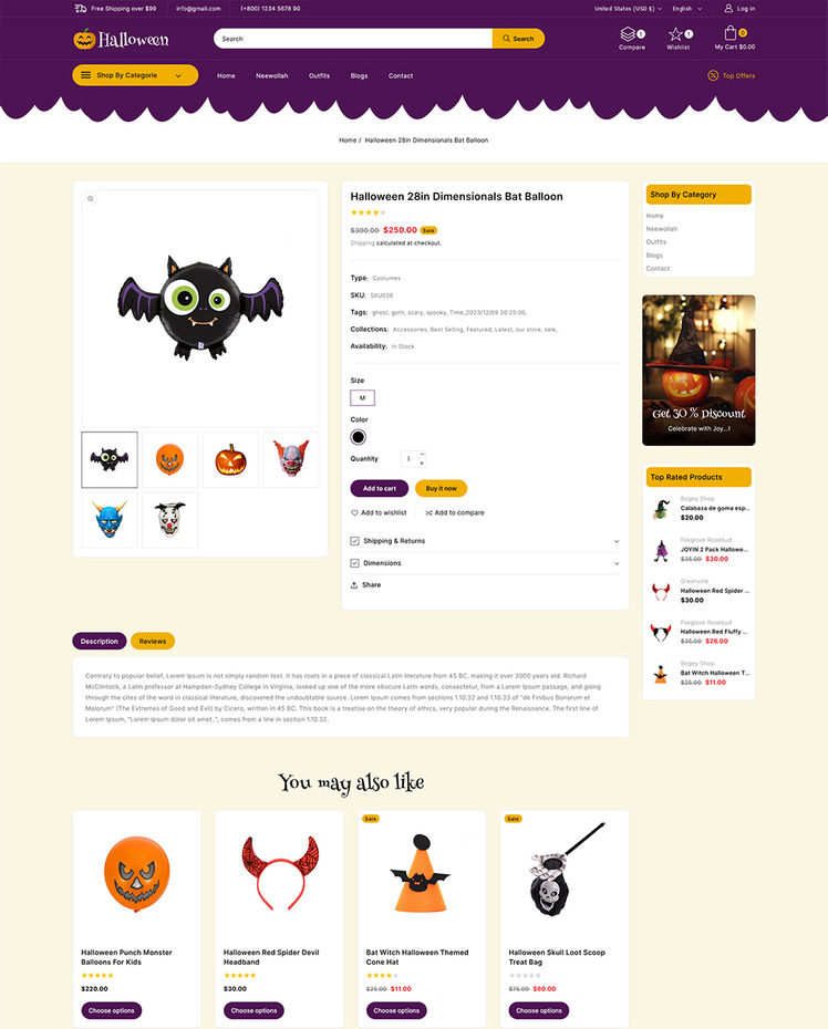 Halloween Halloween party Gift and Christmas Shopify theme #285470