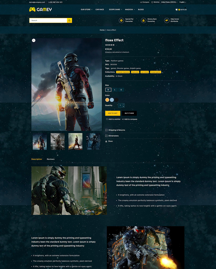 Gamey Online Game Store Shopify OS Responsive Theme #325264