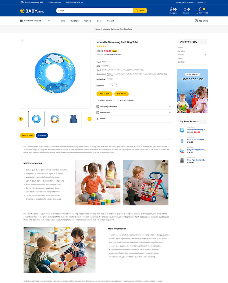 BabyCare Kids Store Shopify Responsive Theme #297218