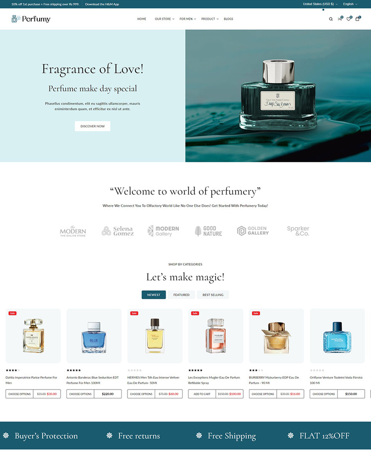 Perfumy Perfumes Deos and Fragrances Shopify Responsive Theme #318101