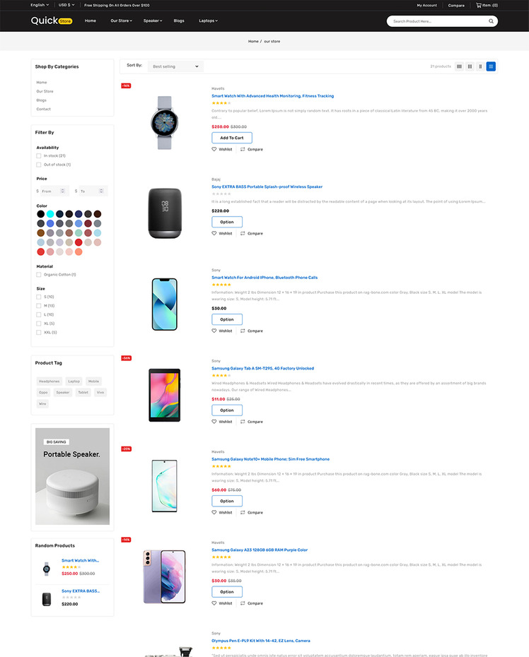 Quickstore Mega Shop Multipurpose Shopify Store #275816
