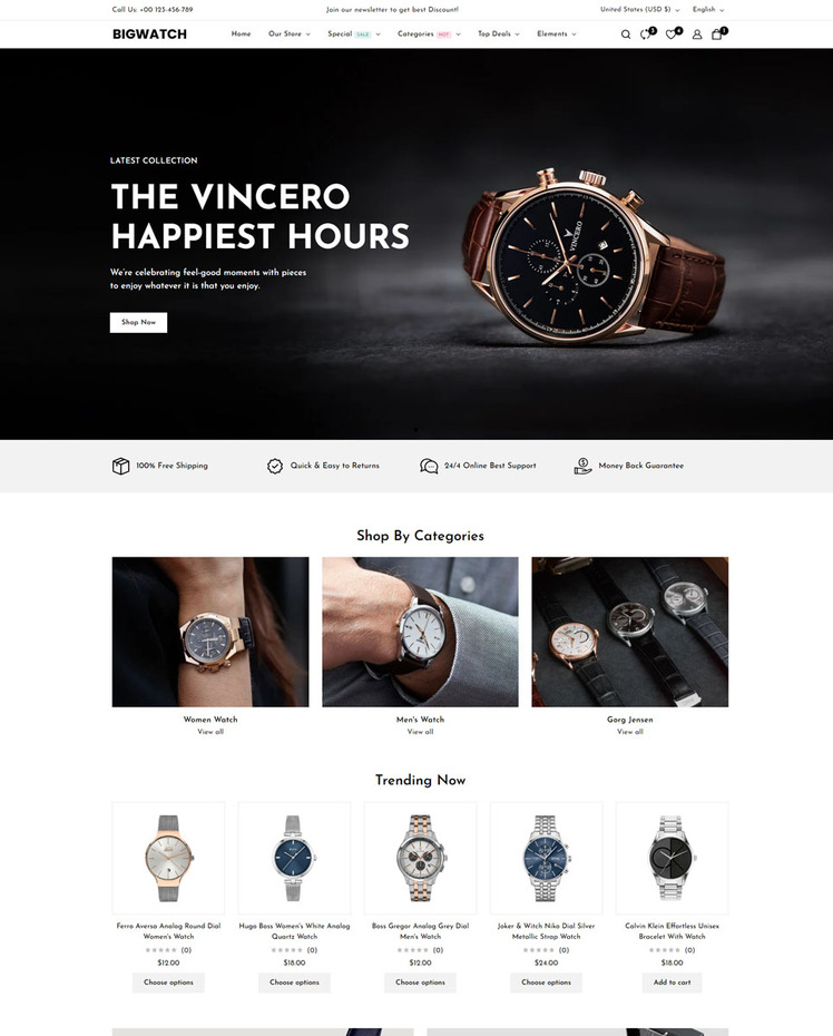BigWatch Watch and Jewelry and Fashion Shopify Theme #417776