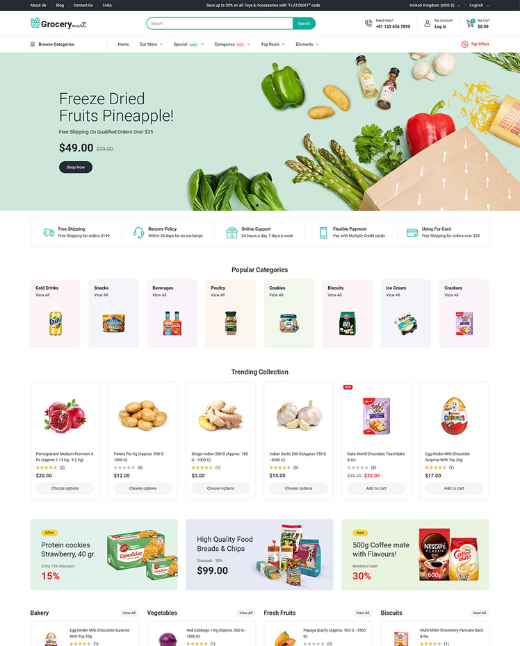 Grocery Mart Grocery Vegitables and Organic Responsive Shopify Theme #397672