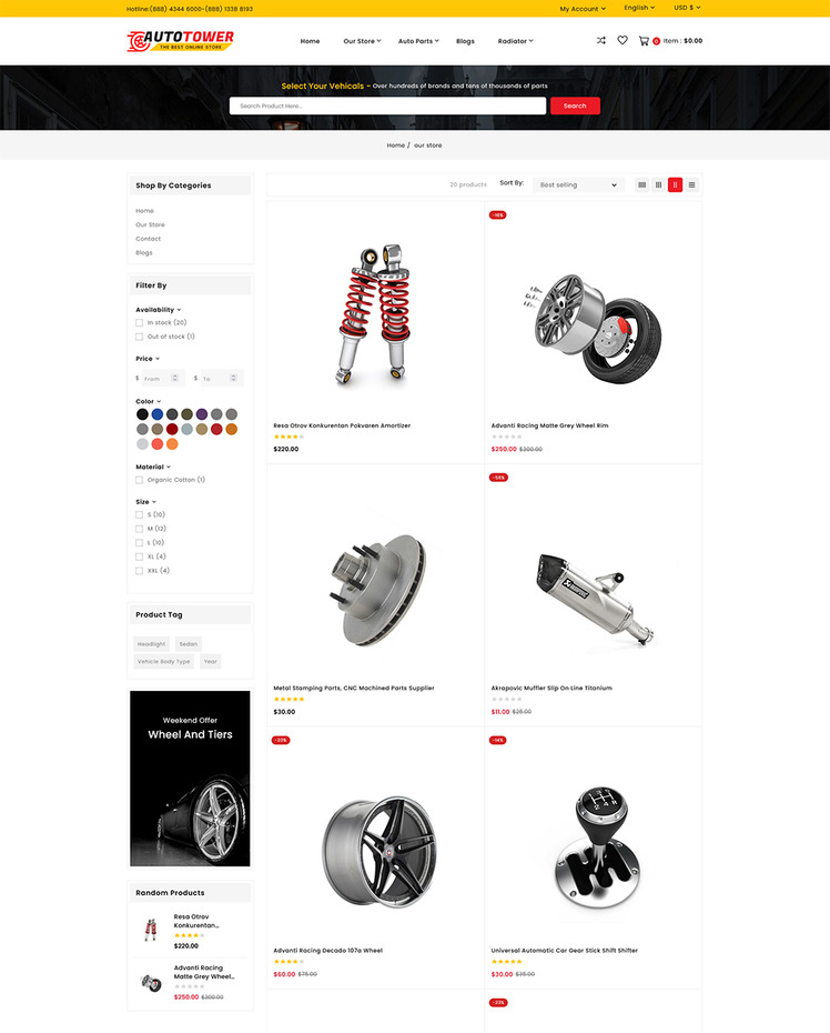 AutoTower Car and Spare Auto Tool Multipurpose Shopify Store #261999