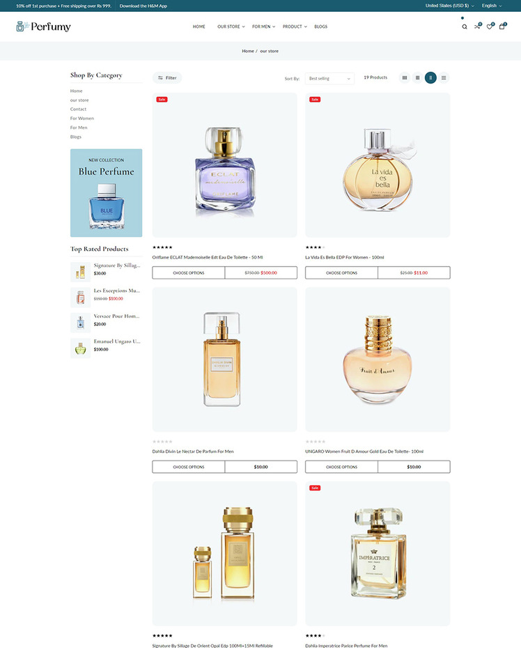 Perfumy Perfumes Deos and Fragrances Shopify Responsive Theme #318101