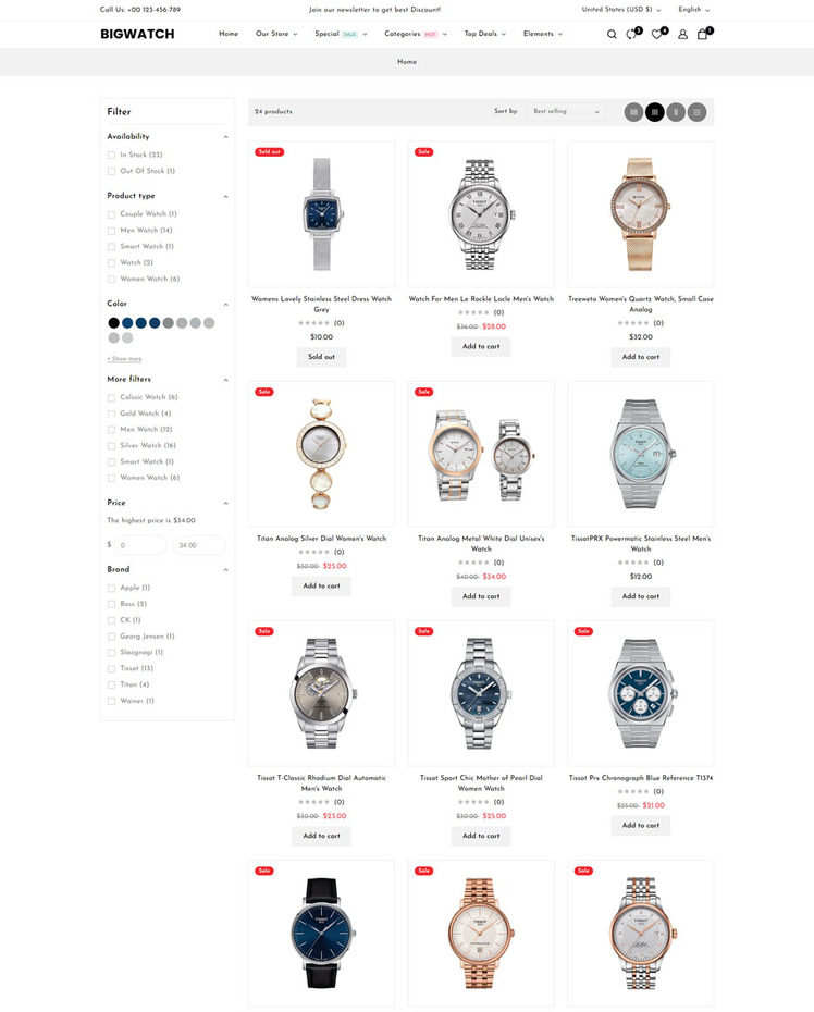 BigWatch Watch and Jewelry and Fashion Shopify Theme #417776