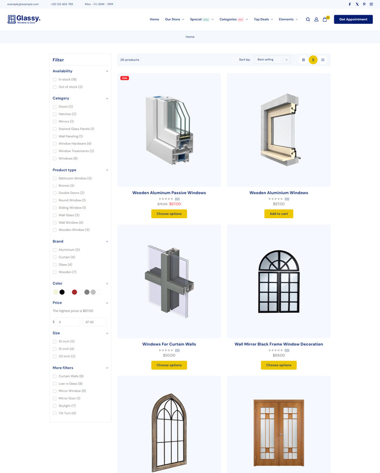 Glassy Windows and Doors Services Shopify Responsive Theme #429615