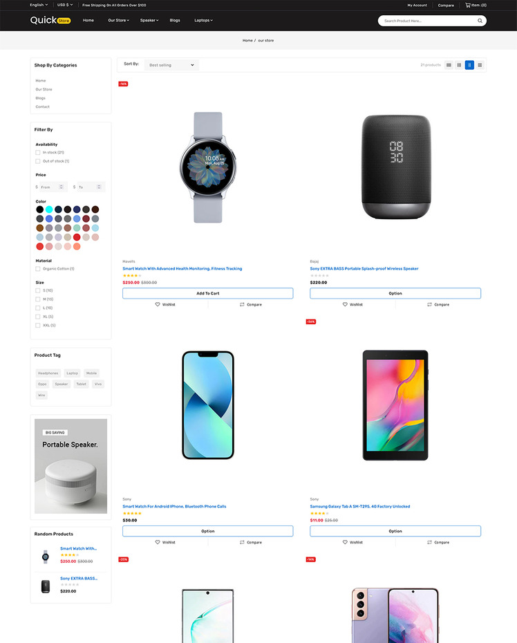 Quickstore Mega Shop Multipurpose Shopify Store #275816