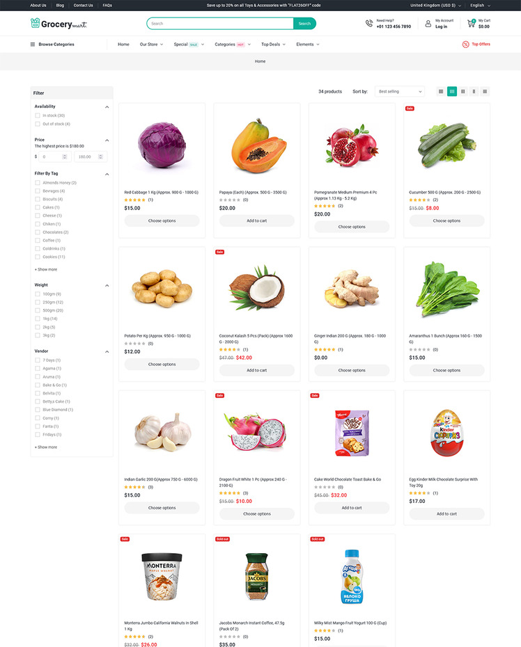 Grocery Mart Grocery Vegitables and Organic Responsive Shopify Theme #397672
