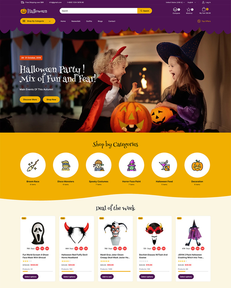 Halloween Halloween party Gift and Christmas Shopify theme #285470