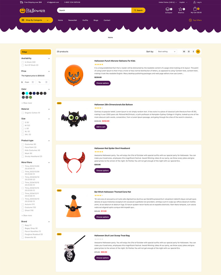 Halloween Halloween party Gift and Christmas Shopify theme #285470
