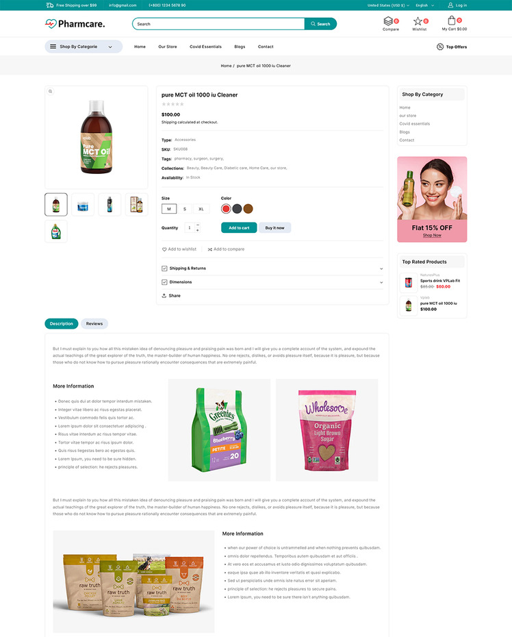 Pharmcare Health and Medicine Store Shopify Responsive Theme #296220