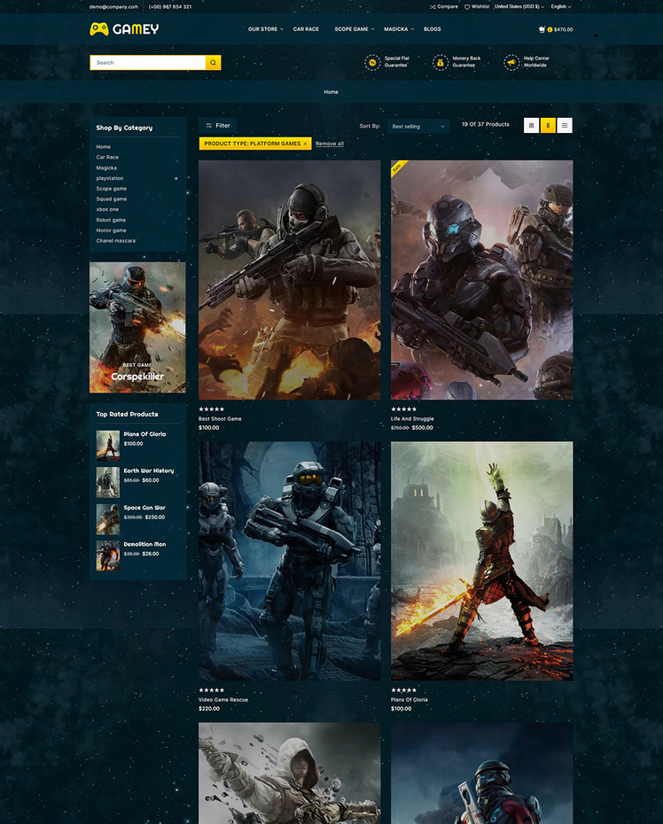 Gamey Online Game Store Shopify OS Responsive Theme #325264