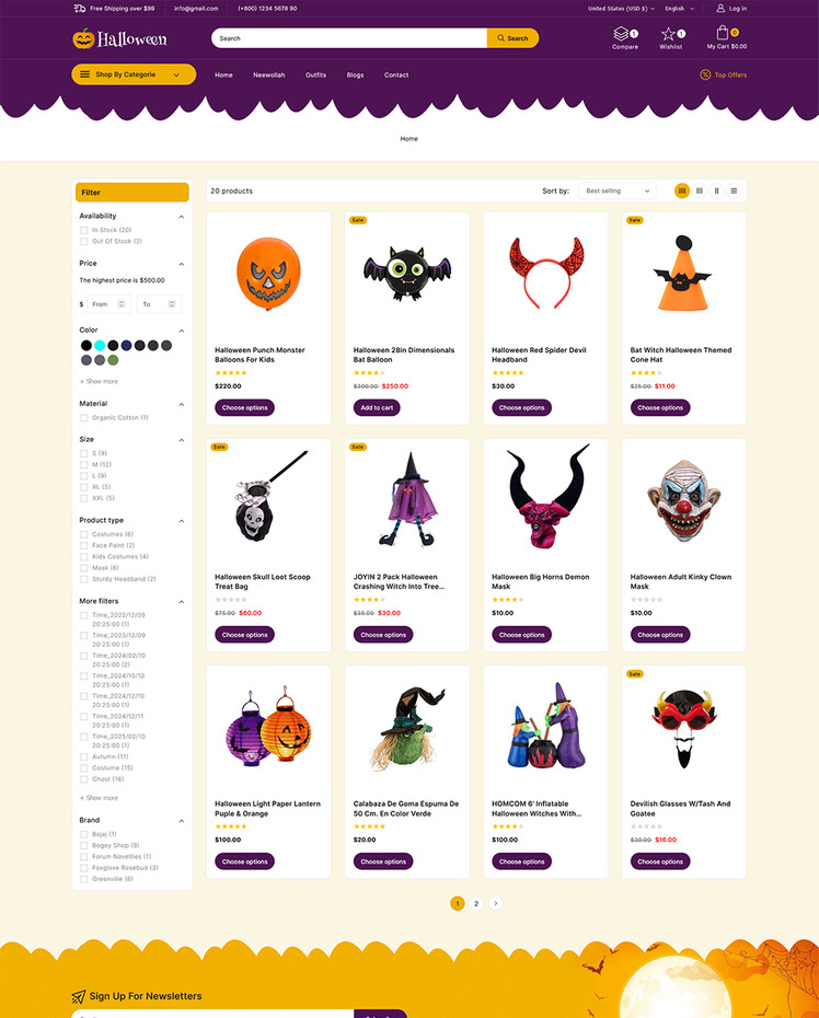 Halloween Halloween party Gift and Christmas Shopify theme #285470